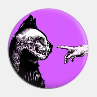 CAT SKULL ART Pin