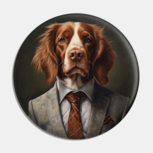 Brittany Dog in Suit Pin