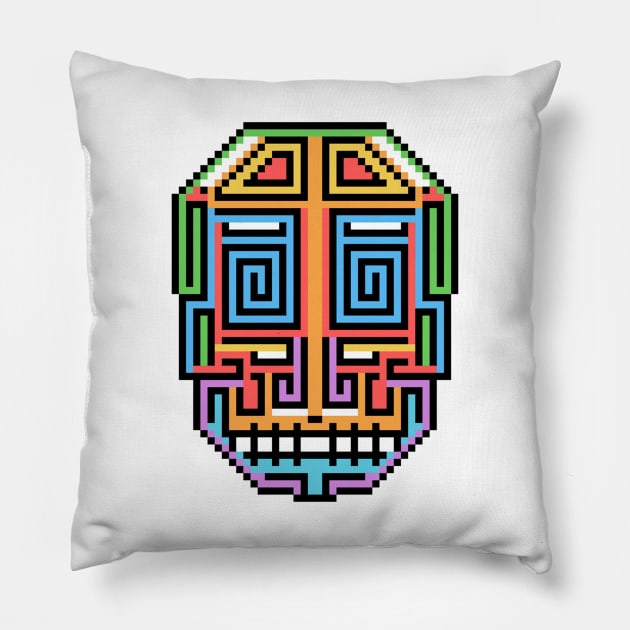 Pixel Spiral Skull Pillow by MacSquiddles