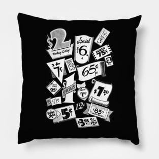 Bargain Retro tags Bw Pillow