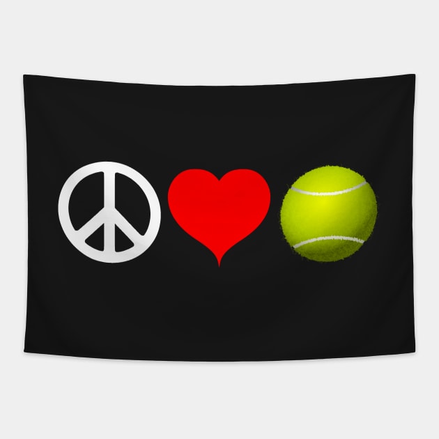 Peace Love Tennis Workout Design Tapestry by teesbyfifi