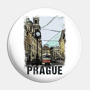 Prague City Streets Vintage Travel Poster Series grunge edition 05 Pin