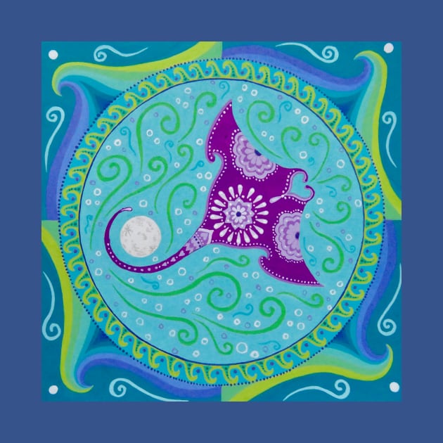 Manta Ray and Moon Mandala by SoozieWray