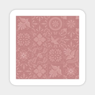 Mexican Elegant Pink Talavera Tile Pattern by Akbaly Magnet