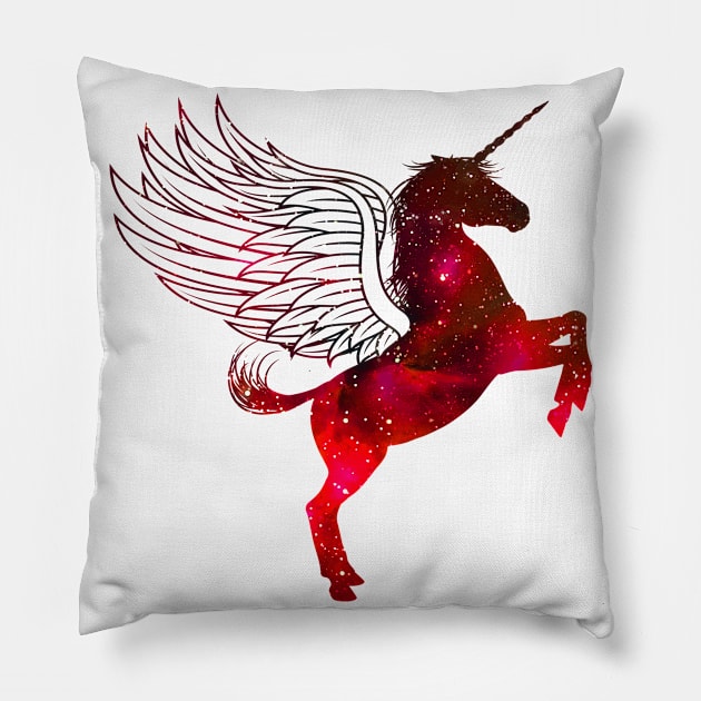 Shining Red Winged Unicorn Pillow by FullMoon