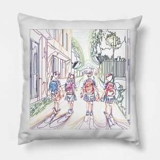 Children going to school Pillow