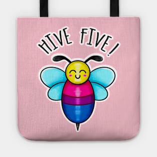 Kawaii Bee Hive Five Bisexual Pride Flag Tote