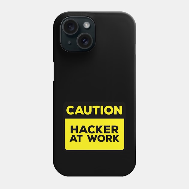 Funny Yellow Road Sign - Caution Hacker at Work Phone Case by Software Testing Life