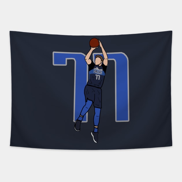 Luka Doncic 77 Fadeaway Jumpshot - NBA Dallas Mavericks Tapestry by xavierjfong