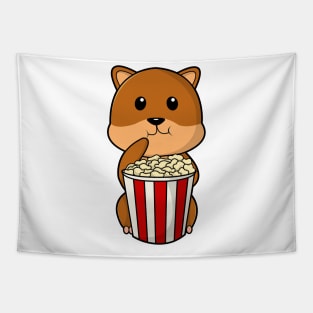 Hamster with Cone of Popcorn Tapestry