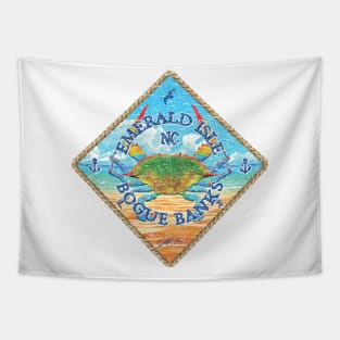 Emerald Isle, Bogue Banks, North Carolina with Blue Crab on Beach Tapestry