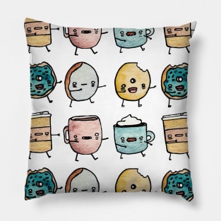 Donut and Coffee Zombies Pillow