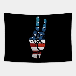 Peace hand patriotic, 4th of July, Peace sign, flag clipart, happy 4th of July Tapestry