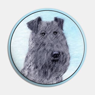 Kerry Blue Terrier Painting - Cute Original Dog Art Pin