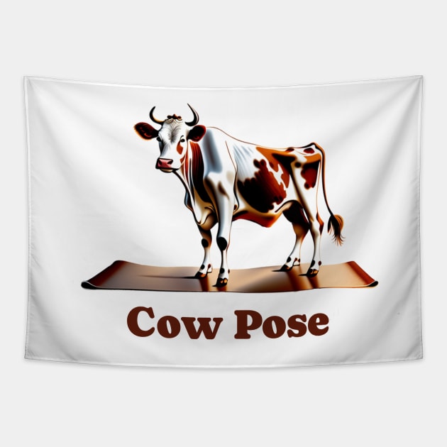 Cow in yoga pose Tapestry by Edgi