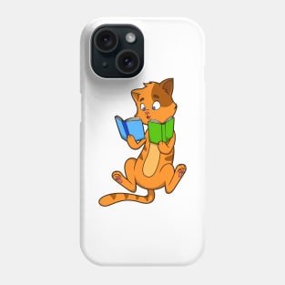 Cartoon cat reads books Phone Case