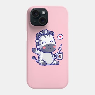 Cute Zebra Drink Coffee Cartoon Phone Case