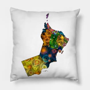 Spirograph Patterned Oman Regions Map Pillow