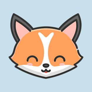 Cute Kawaii Fox Face Illustration T-Shirt
