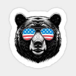 American Black Bear Sunglasses American Flag 4th of July Magnet