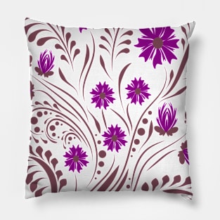 Folk floral print . Flowers abstract art , poster. Pillow