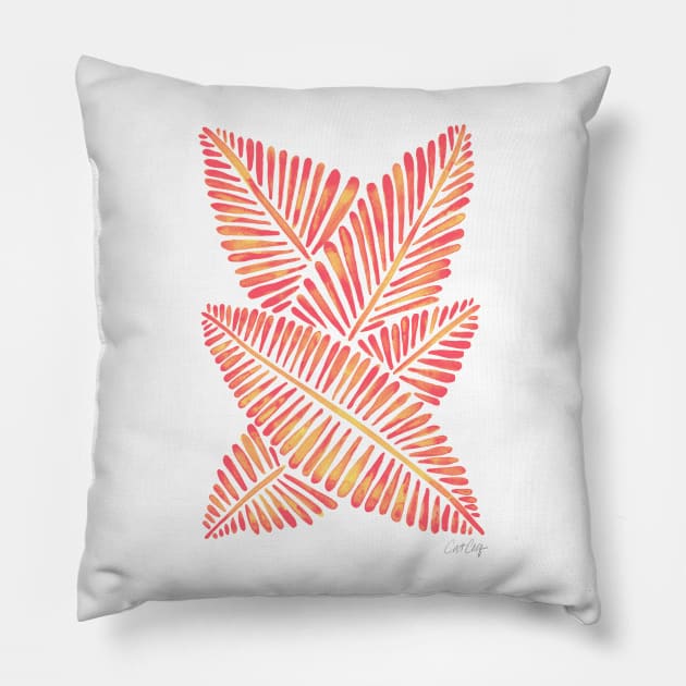 Pink Banana Leaves Pillow by CatCoq