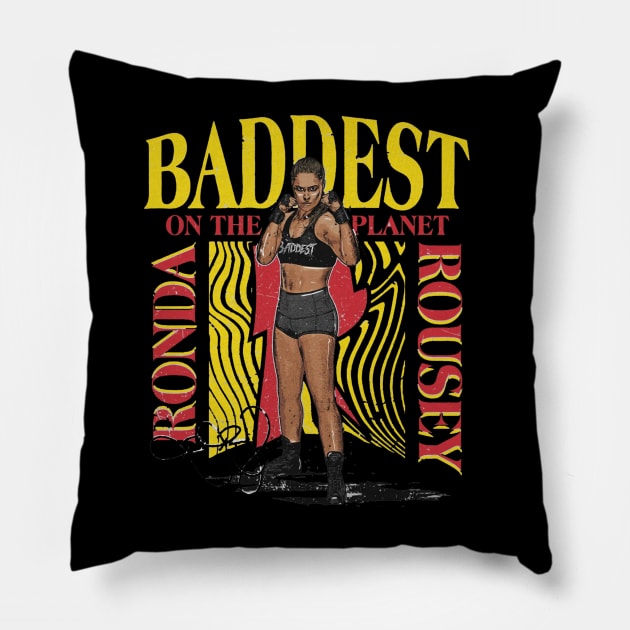 Ronda Rousey Baddest On The Planet Pillow by MunMun_Design