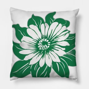 Green and White Floral Elegance Graphic Design No. 520 Pillow