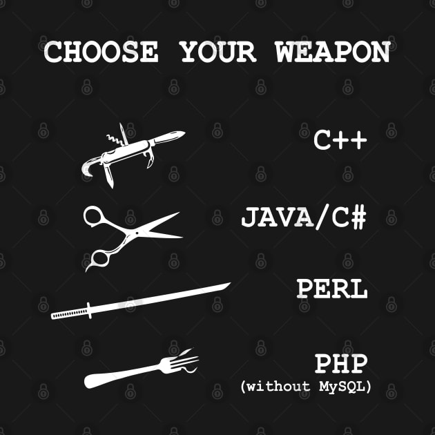 Perl, Java, C Sharp, Php, C++ Programming Language Comparison Joke by alltheprints