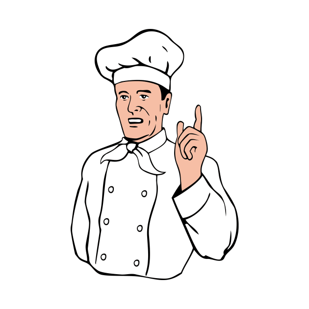 Chef Pointing Finger Up Retro by retrovectors