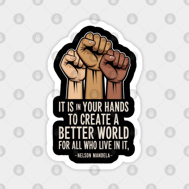 Create a better world - Nelson Mandela Magnet by UrbanLifeApparel