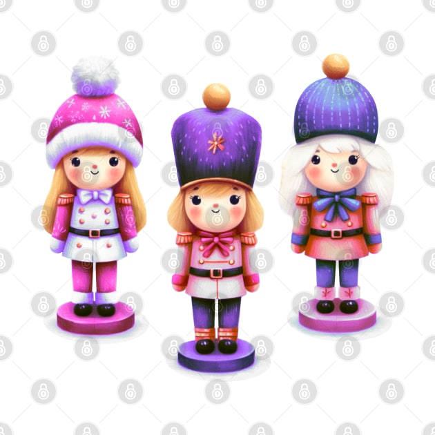 Colorful Trio of Christmas Nutcracker Dolls by Star Fragment Designs