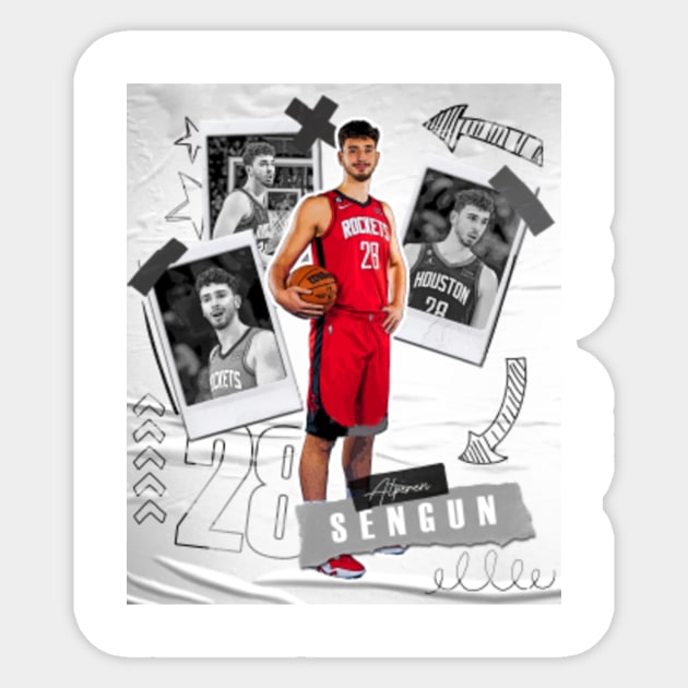 Alperen Sengun Basketball Paper Poster Rockets 5 - Alperen Sengun - Sticker