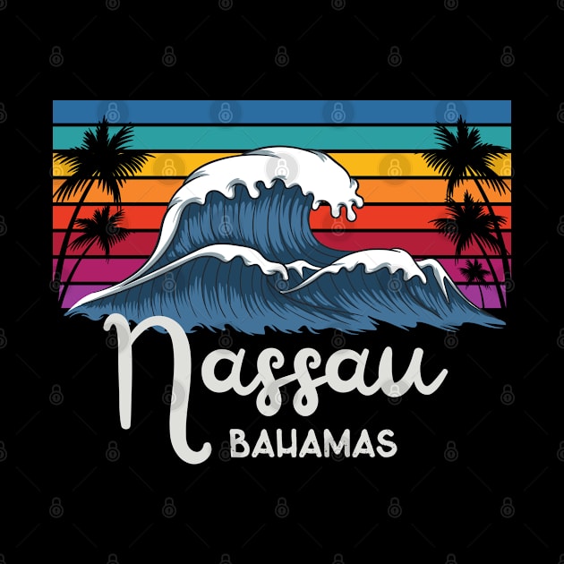 Bahamas Nassau City Vintage Wave Art by USProudness