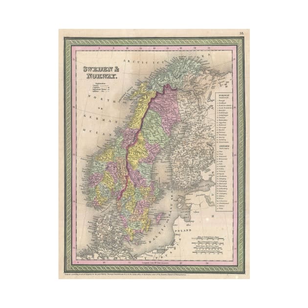 Vintage Map of Scandinavia (1850) by Bravuramedia