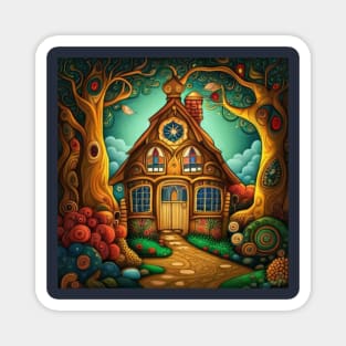 Magical Fairytale Woodland Cottage Magnet