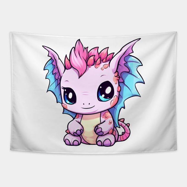 Kawaii Dragon Drawing Tapestry by FluffigerSchuh