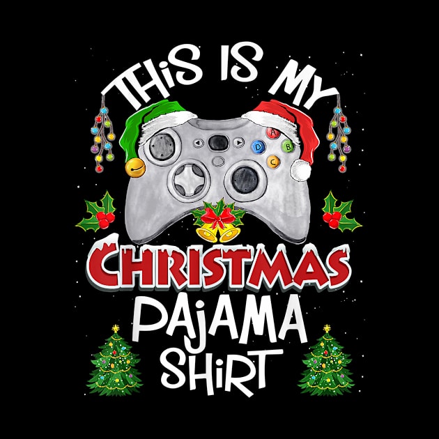 This is My Christmas Pajama Santa Hat Gamer Video Game Games by nervousorangutan