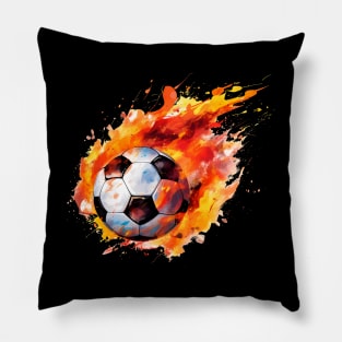Flaming Soccer Ball Pillow