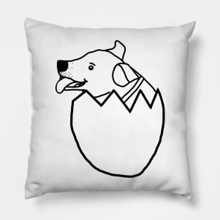 Minimal Jack Russell Dog Hatching from Egg Pillow