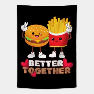 Hamburger & Fries Kawaii Cool and Fun Combo Snacks that Are Better Together Tapestry