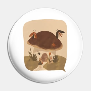 Girl on a mushroom hunt illustration in warm colors Pin