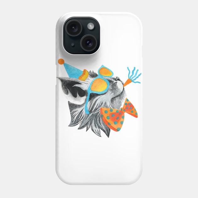 Party Rock Cat in Sunglasses, Bowtie and Party Hat Phone Case by Katie Thomas Creative