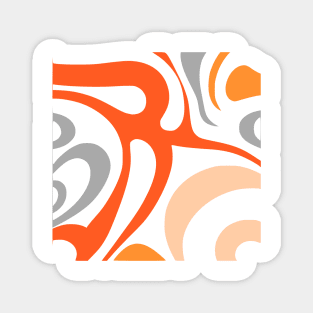 Abstract Crescent Orange Grey Cream Color Magnet