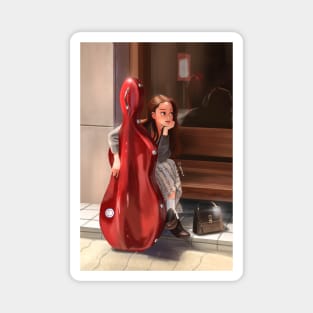 Girl with a cello Magnet