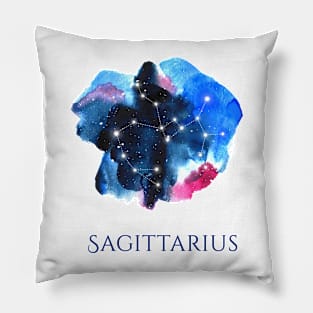 Sagittarius Zodiac Sign - Watercolor Star Constellation Pillow