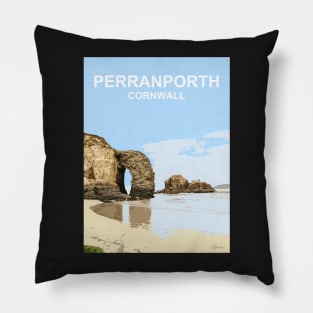 Perranporth, Cornwall. Cornish gift. Kernow fishing harbour Pillow