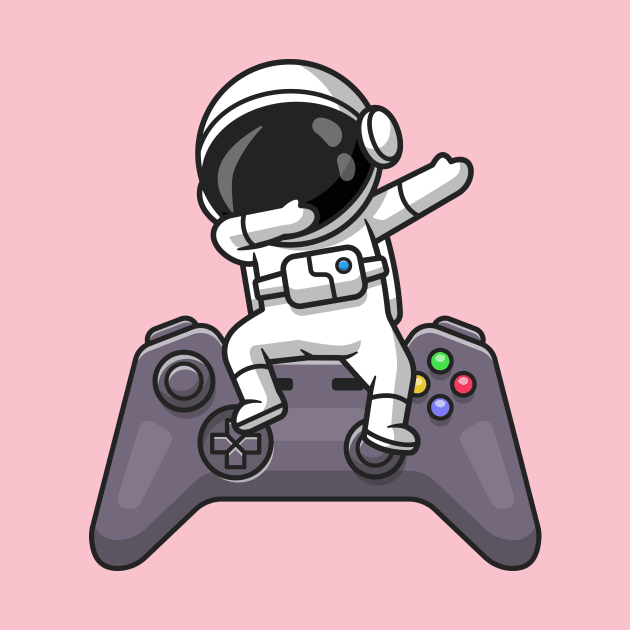 Cute Astronaut Dabbing On Controller Cartoon by Catalyst Labs