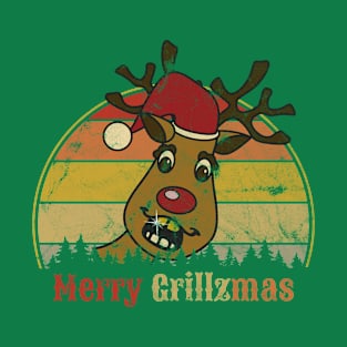 Merry Christmas Reindeer funny Grillz T-Shirt