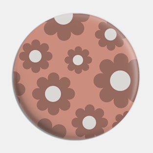 Pinkish Brown Retro Flower Pattern Pin